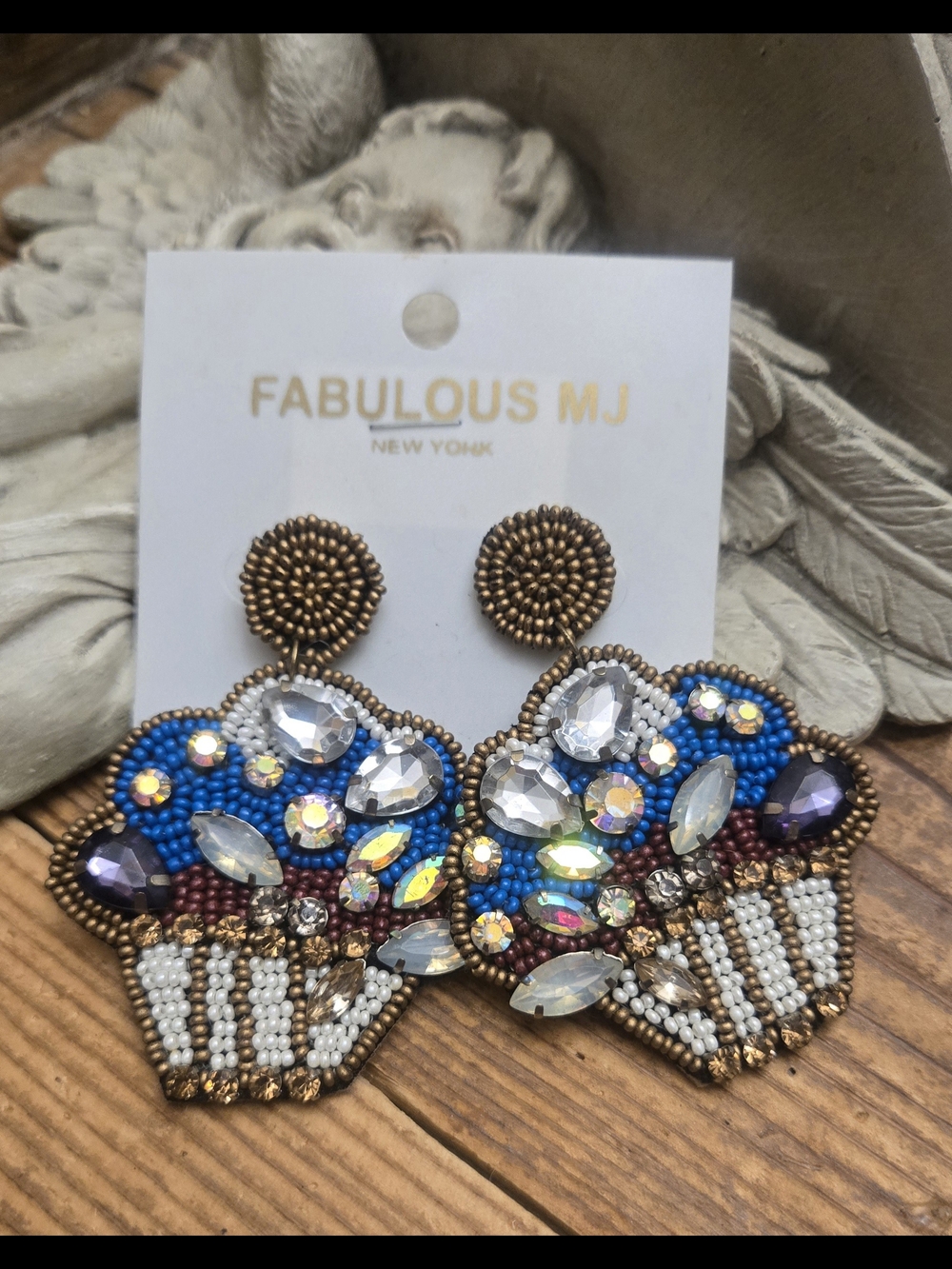 FABULOUS MJ Beaded Cupcake Statement Earrings - Multicolor